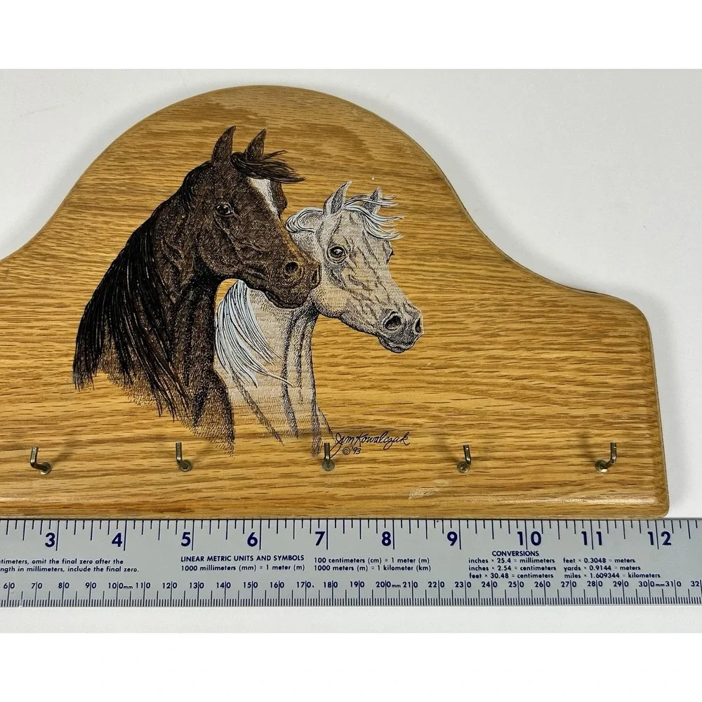 Wooden Hand Painted Horse Key Holder Wall Hanging 12